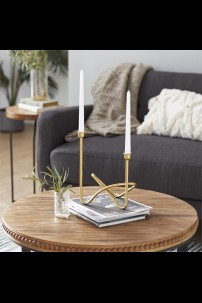 **NEW**10"W x 11"H METAL AND GOLD TAPER CANDLE HOLDER [201663]